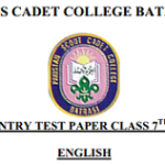 Entry Test Paper English Class 7th